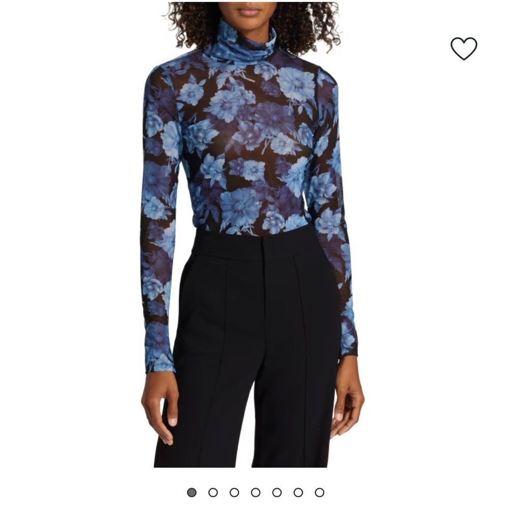 Alice + Olivia Blue Floral Mesh Top